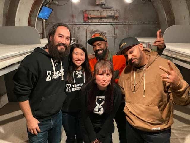 Elizabeth Warren, Desus and Mero play Boston Submarine escape game at Trapology Boston