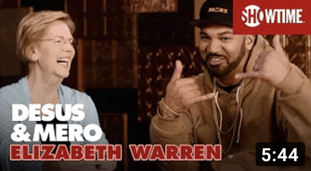 Elizabeth Warren, Desus and Mero play Boston Submarine escape game at Trapology Boston