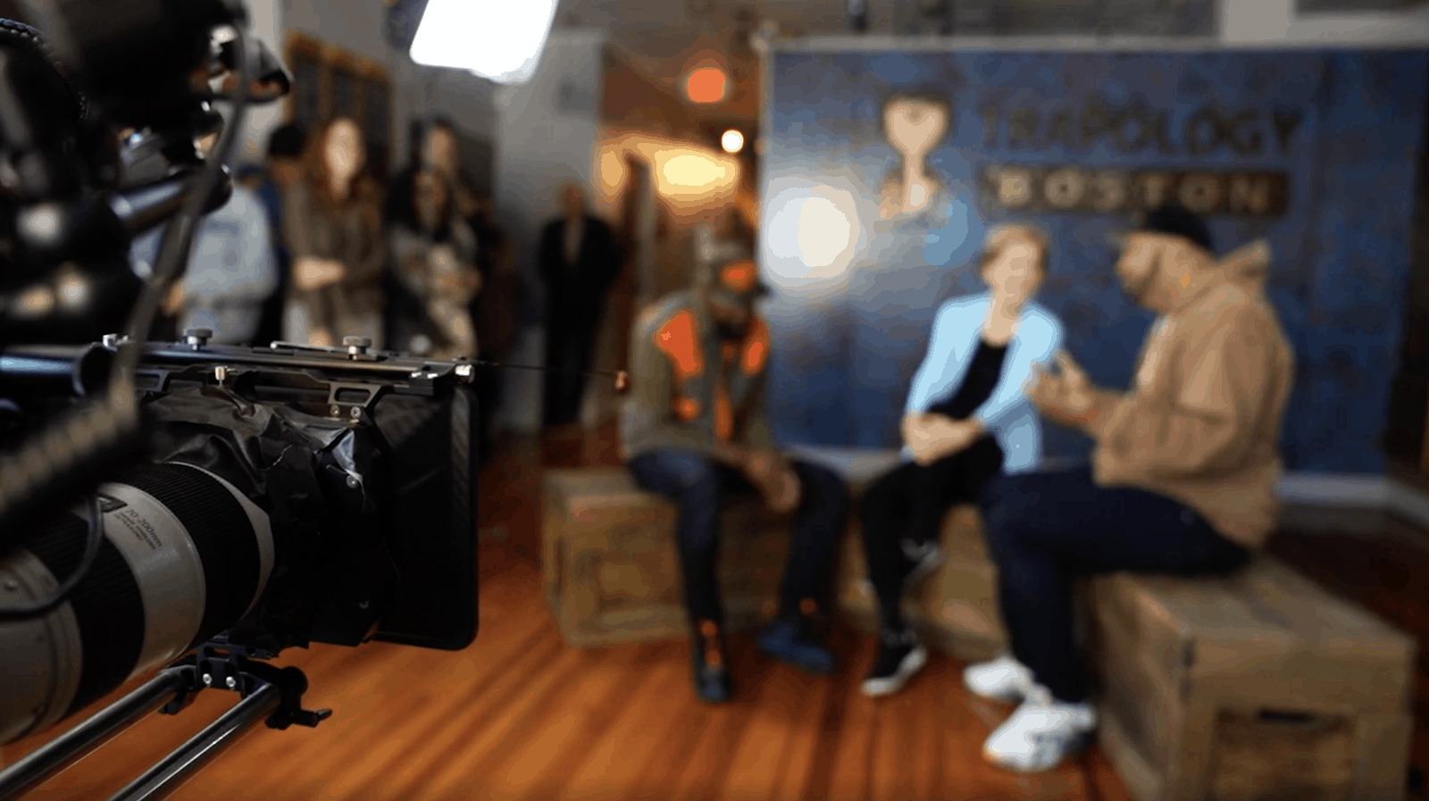 Elizabeth Warren, Desus and Mero play Crush Depth escape game at Trapology Boston